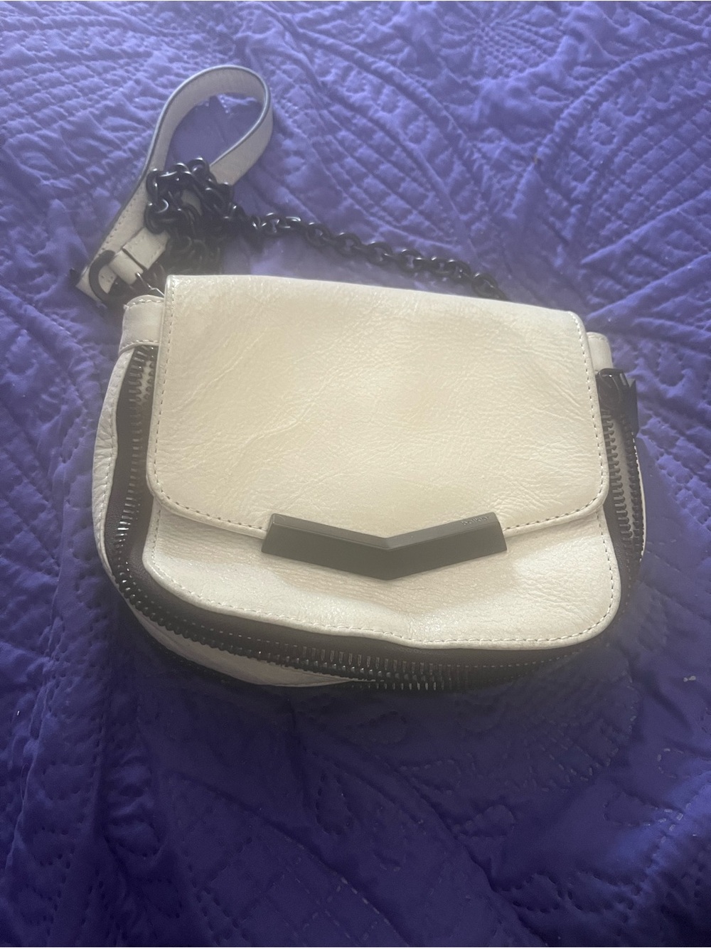 Botkier White Leather Crossbody with Dark Hardware
